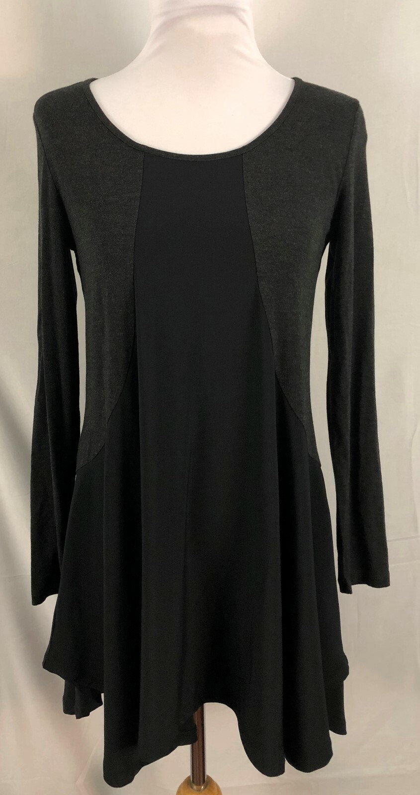 New Yest Pullover Long Top Black Gray Hi Lo Polyester Viscose 4 Small