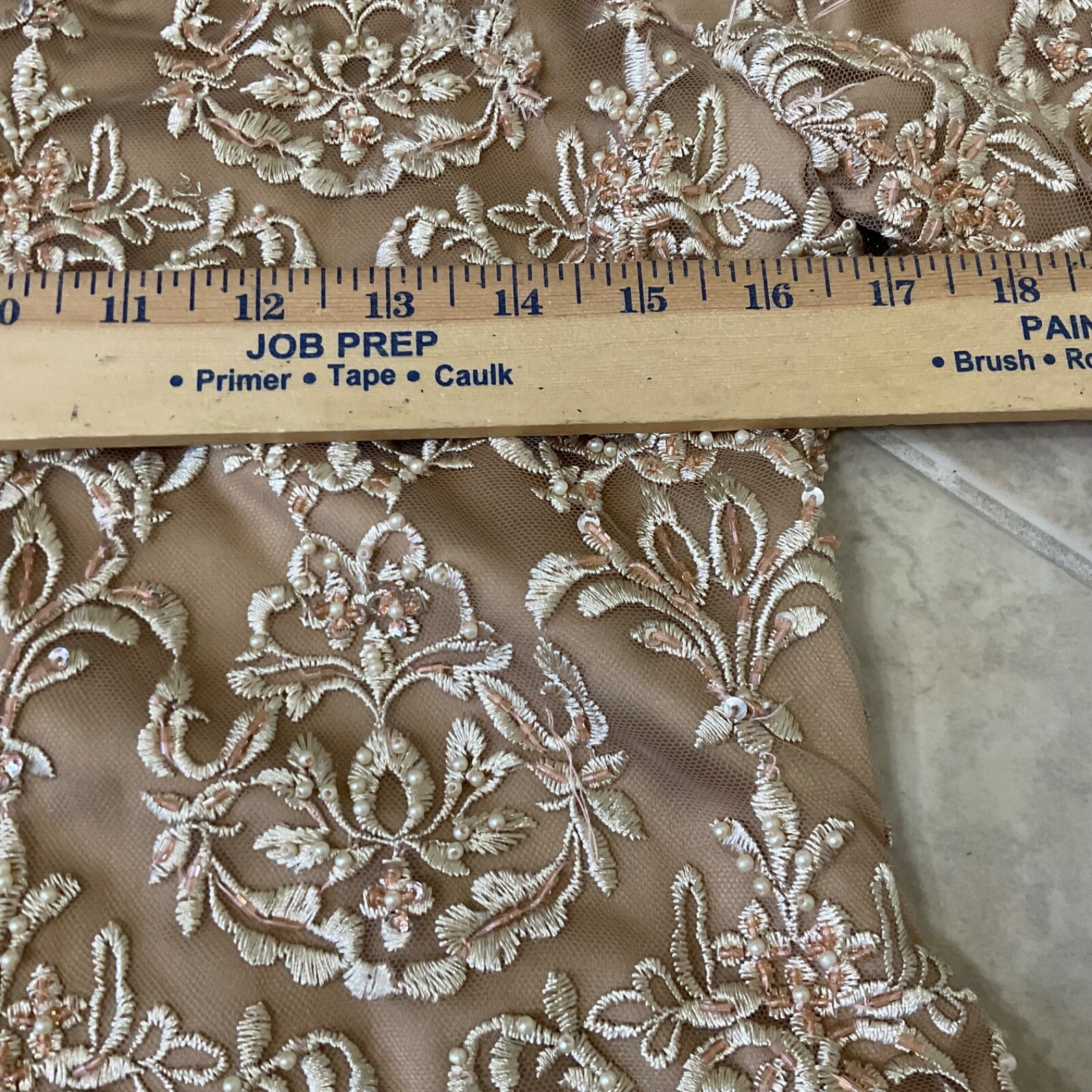 Vintage Ao Dai Long Top Embroidered seed pearls & sequin Side Slits home made.