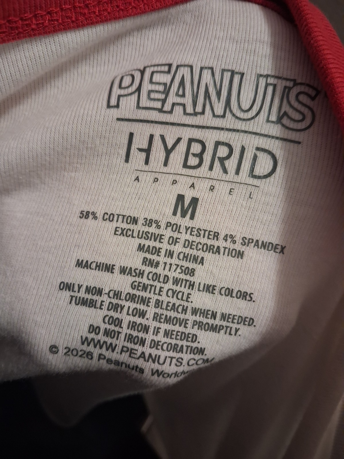 NWT Peanuts Snoopy Athletic Team Ringer Crop Top White Red Medium Hybrid Apparel