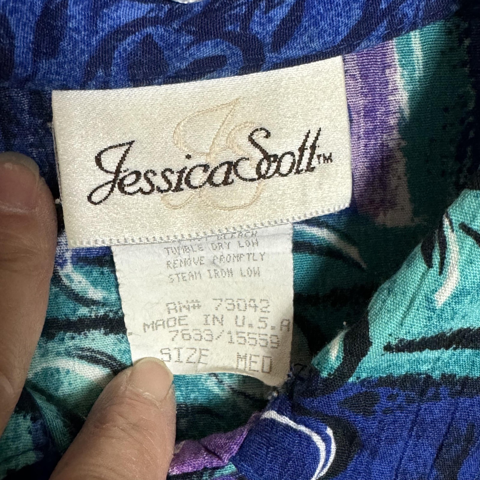 Vintage Jessica Scott Shirt Womens Medium Multicolor Floral Hawaiian Button 90s