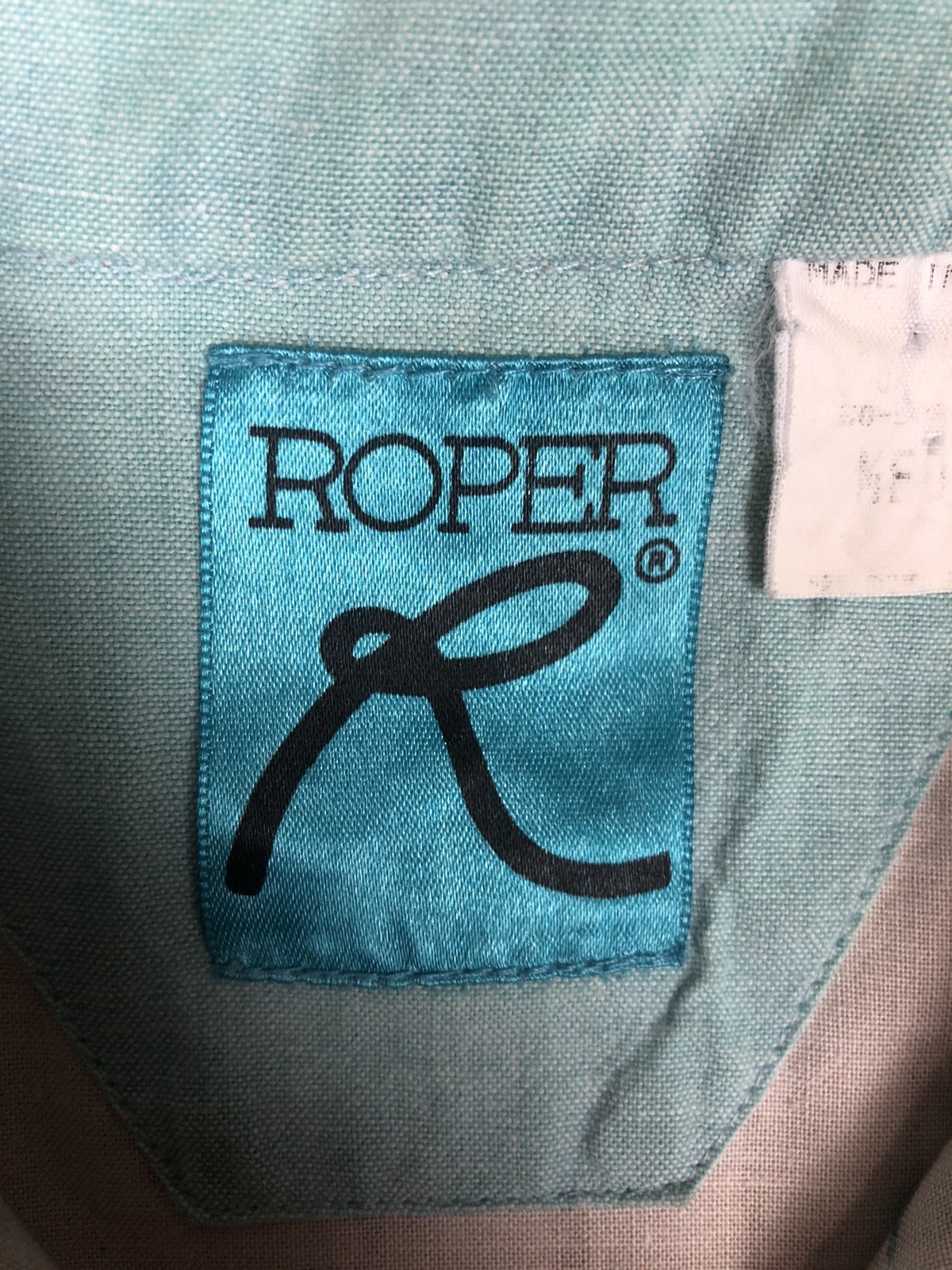 VTG 90s Roper Womens Turquoise Western Aztec Button Up Rodeo Medium Shirt USA