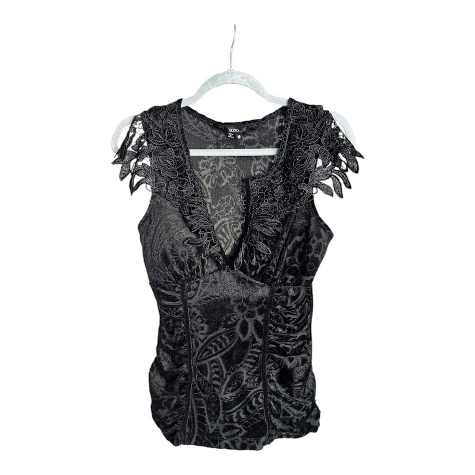 XOXO Elegant Black Lace Floral Top-NWOT-Size M
