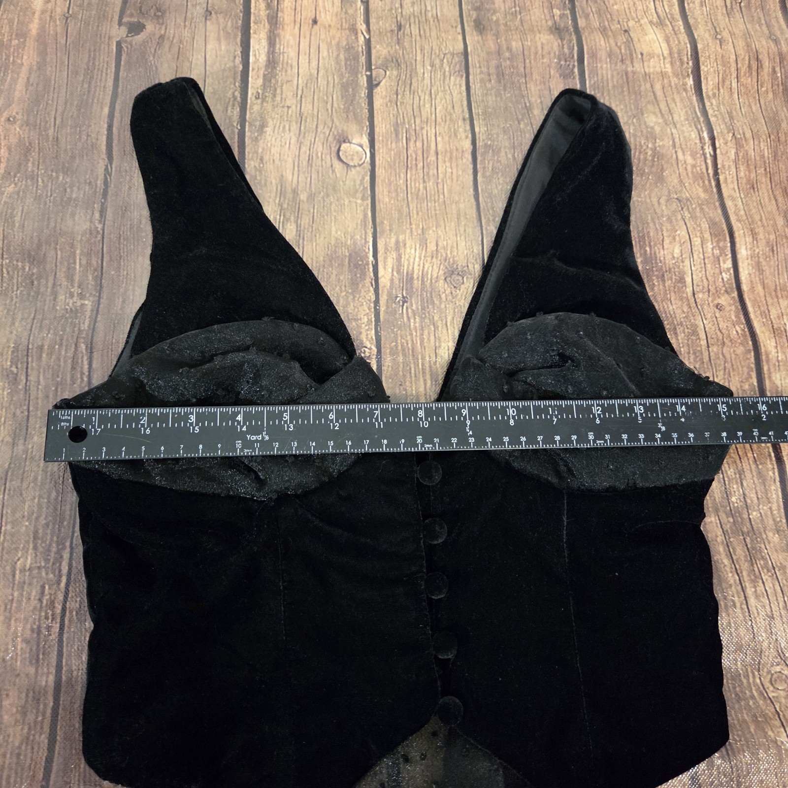 ASOS Luxe Vest Top Women 4 Black Velvet Oversized Bow Whimsigoth Fairy Grunge