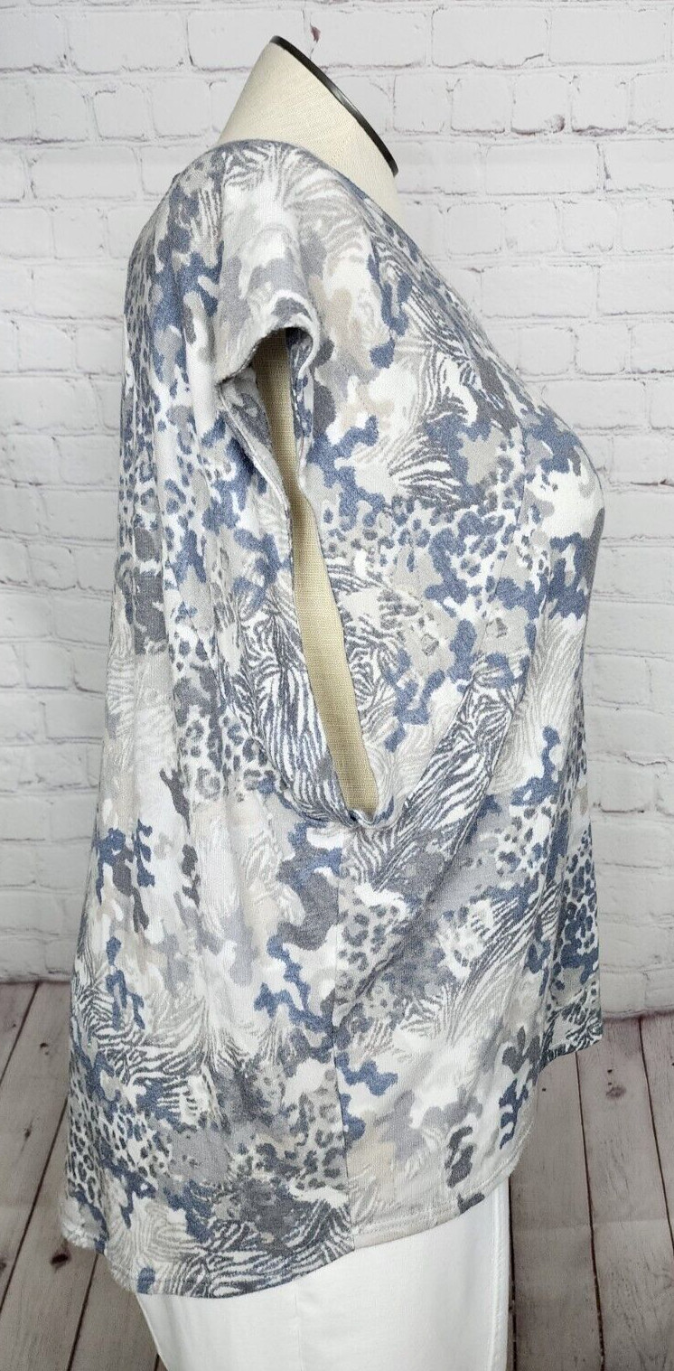 Adora Top Dolman Sleeve Soft Knit Oversized Beachy Camo Leopard Coastal Resort M