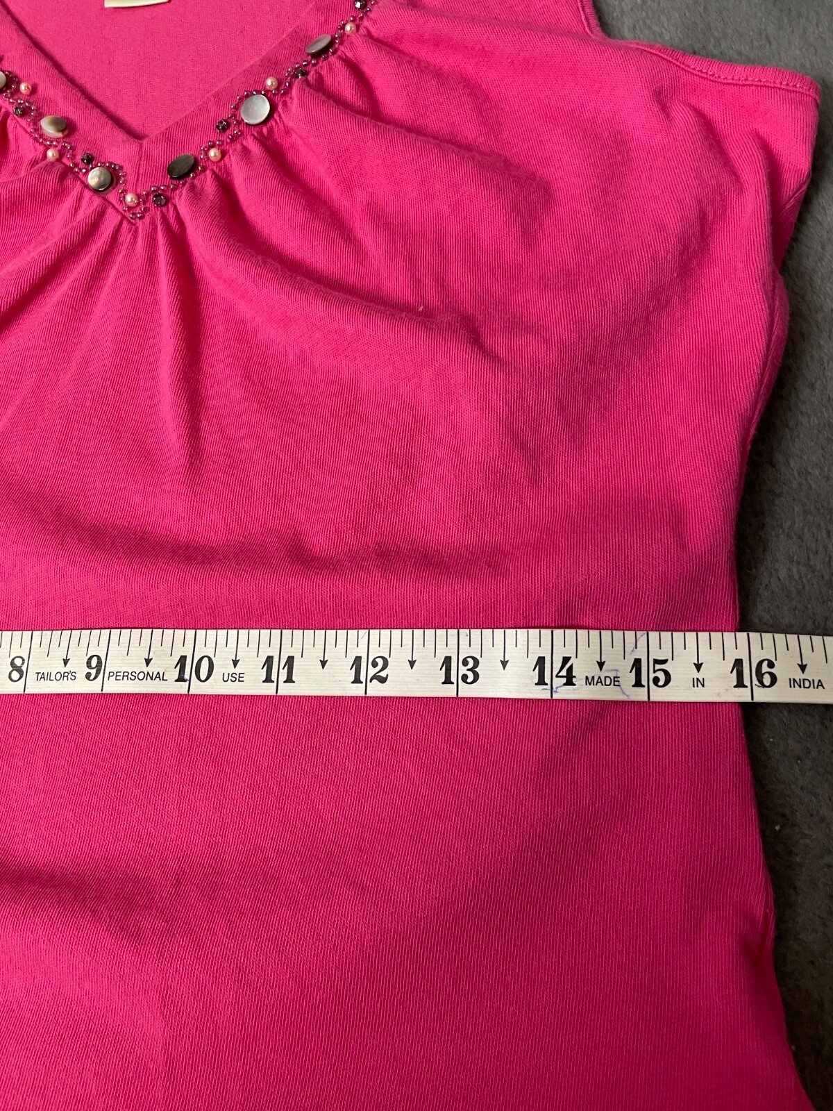 Sigrid Olsen Top Tank Womens M Hot Pink Fuchsia Beading Sleeveless Summer