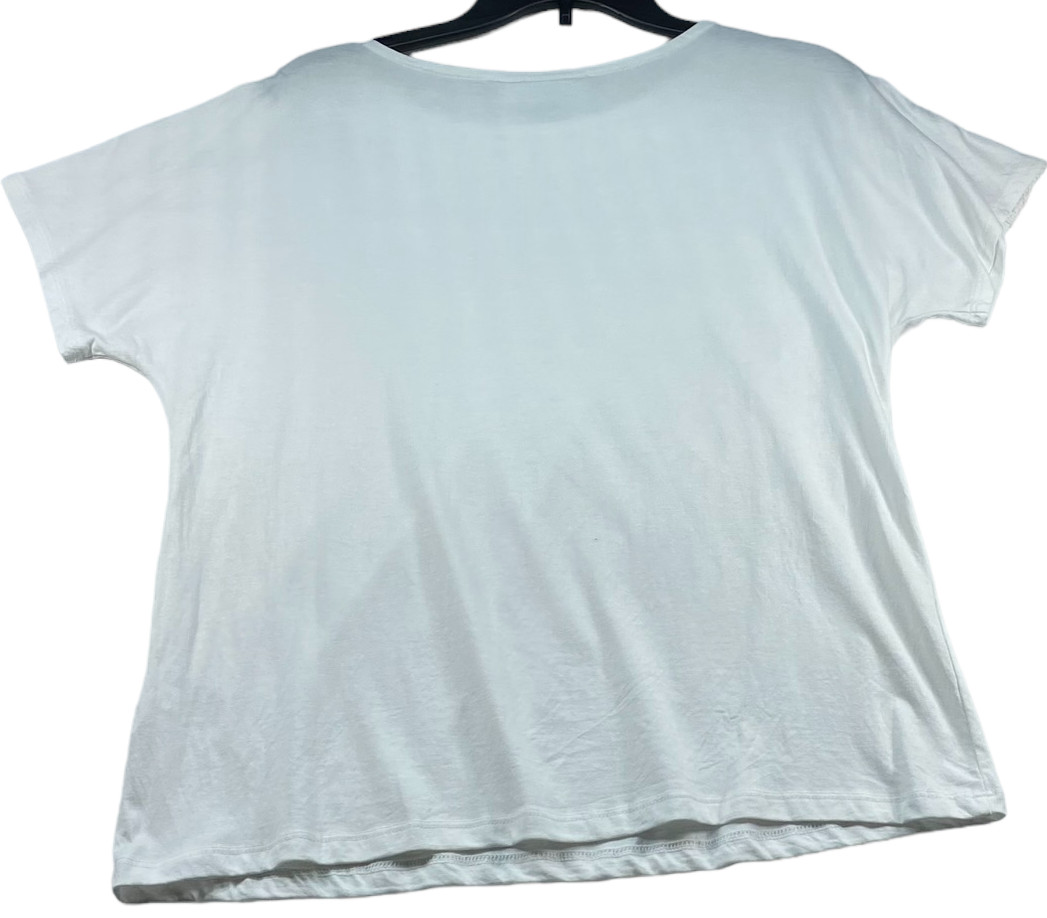 Karen Scott Blouse Womens size Small White Dolman Short Sleeve Crochet Detail Nw