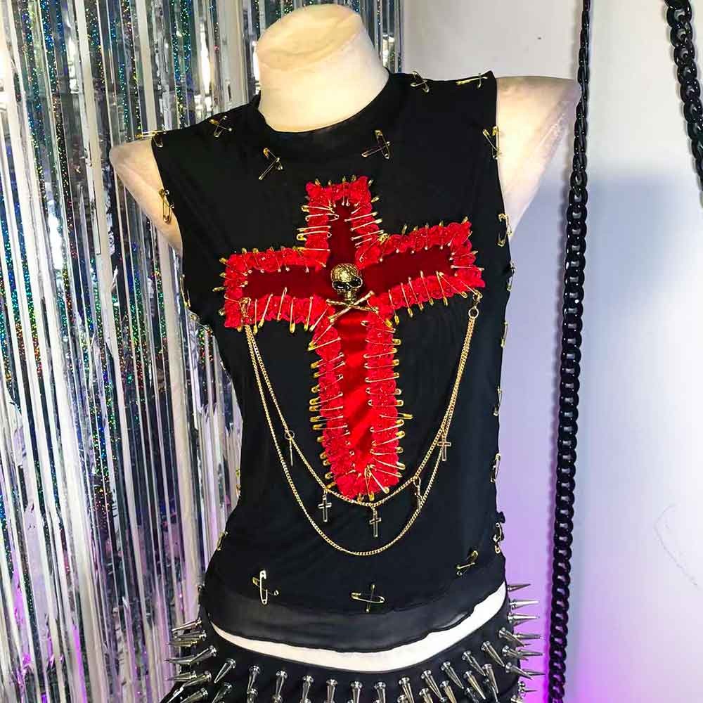 Goth Tops Punk Mini Rock Clothes Grunge Gothic Tank Emo Clothing Y2K Chic D3