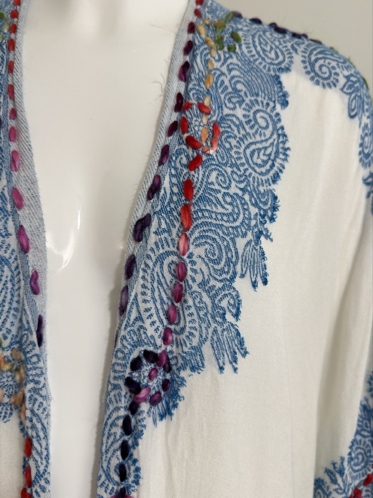 Women’s Bohemian Paisley Kaftan Embroidered Tunic Oversized Resortwear One Size