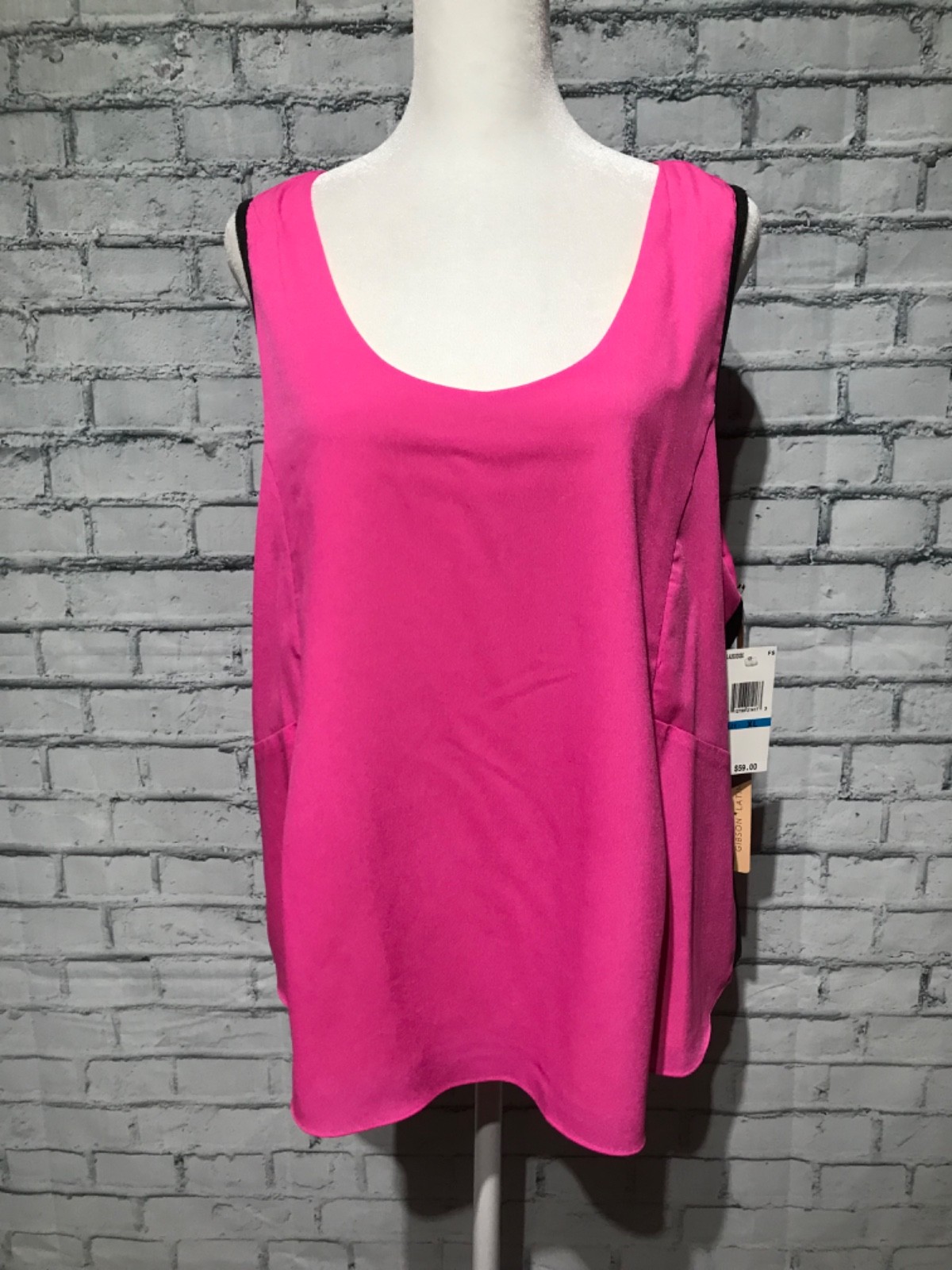 Gibson Latimer, XL, Pink/Yellow Layer High-Low Sleeveless Zip Blouse/Top NWT$59,