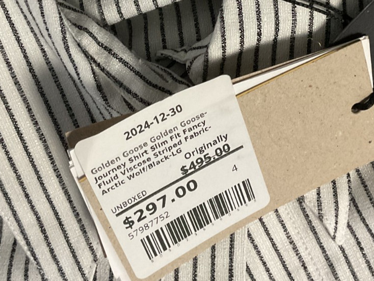 Golden Goose Journeys Stripe Button-Front Women’s Size L Wolf/Black Shirt NWT