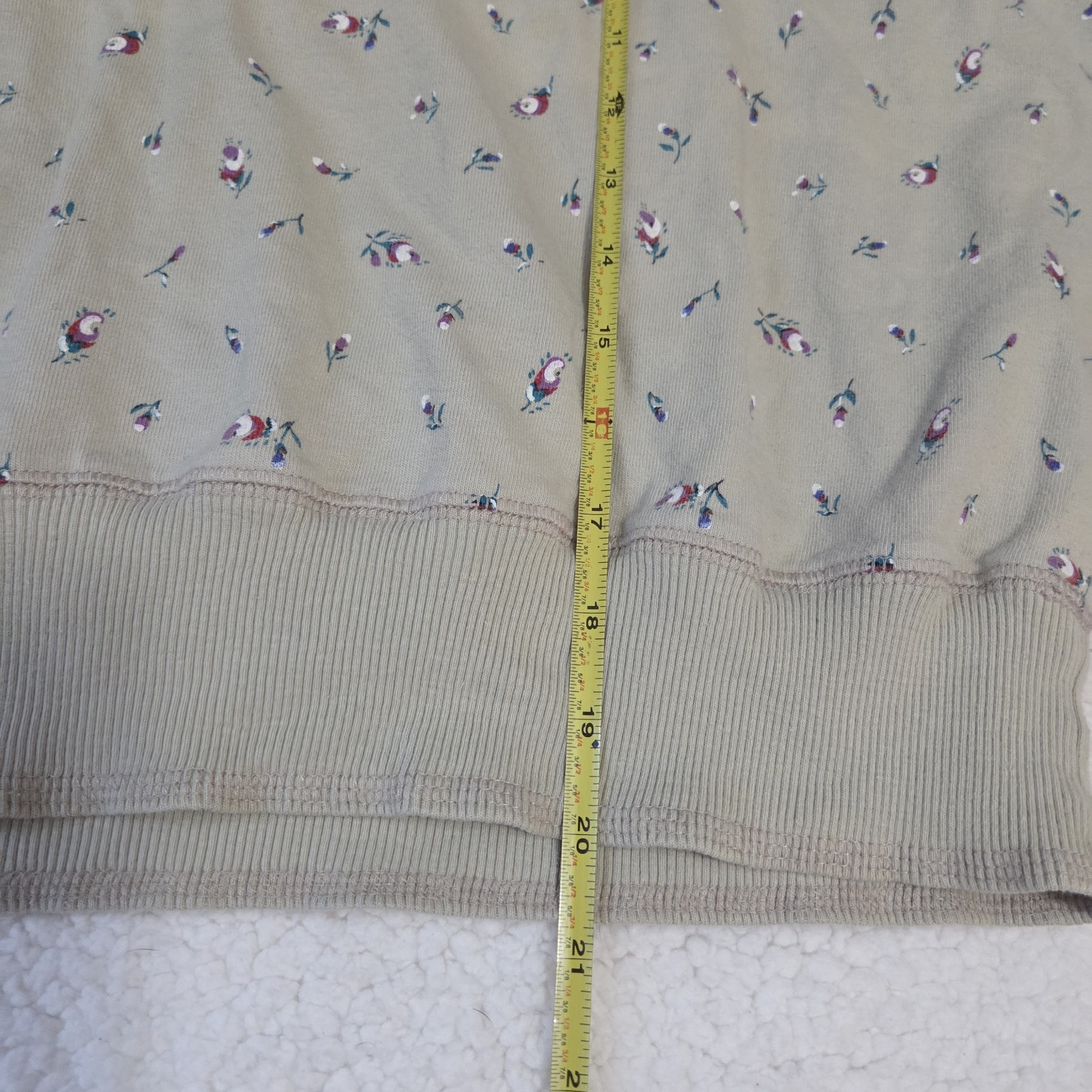 Vintage Carole Little for St Tropez Floral Bird Print Long Sleeve Top Size M