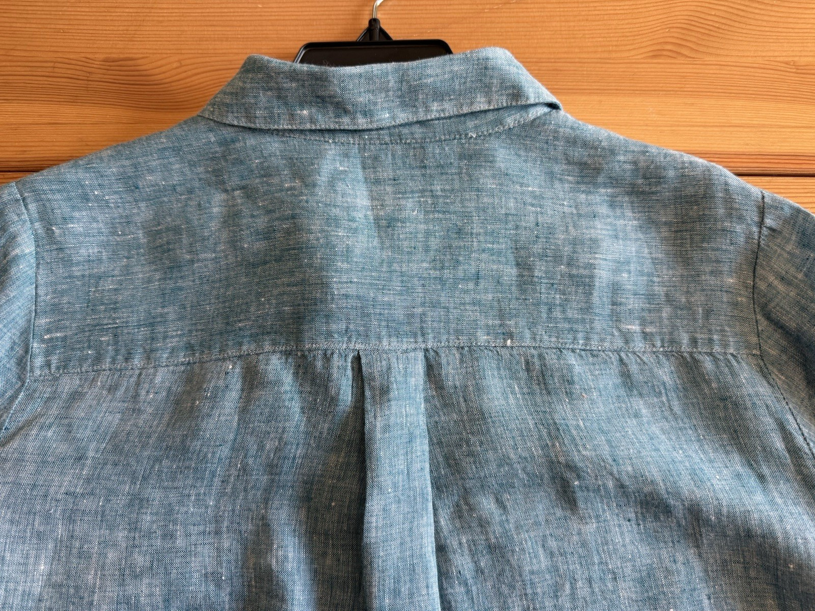 New No Tag Charter Club Luxury Women Linen Roll-tab Sleev Button Blue Shirt Sz L