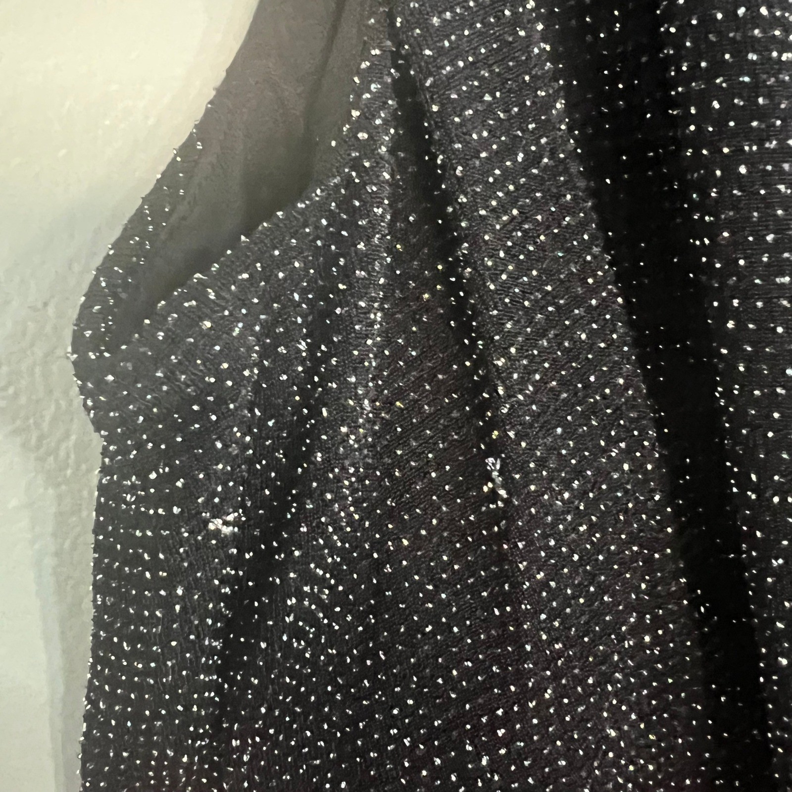 S. Levine Black Silver Metallic Colorblock Sharkbite Hem tunic top M whimsigoth