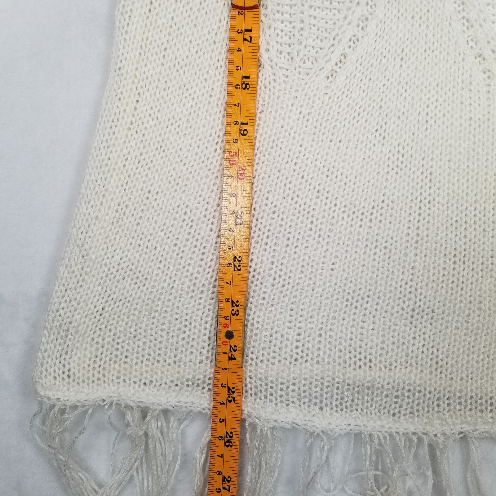Story of Lola Cap Sleeve Knit Top Women’s Size OS Cream Fringe Hem Open Weave