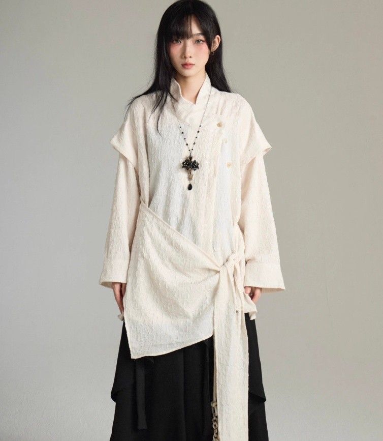 Chinese Style Retro Women Long Sleeves Blouse Shirt Coat Hanfu Top