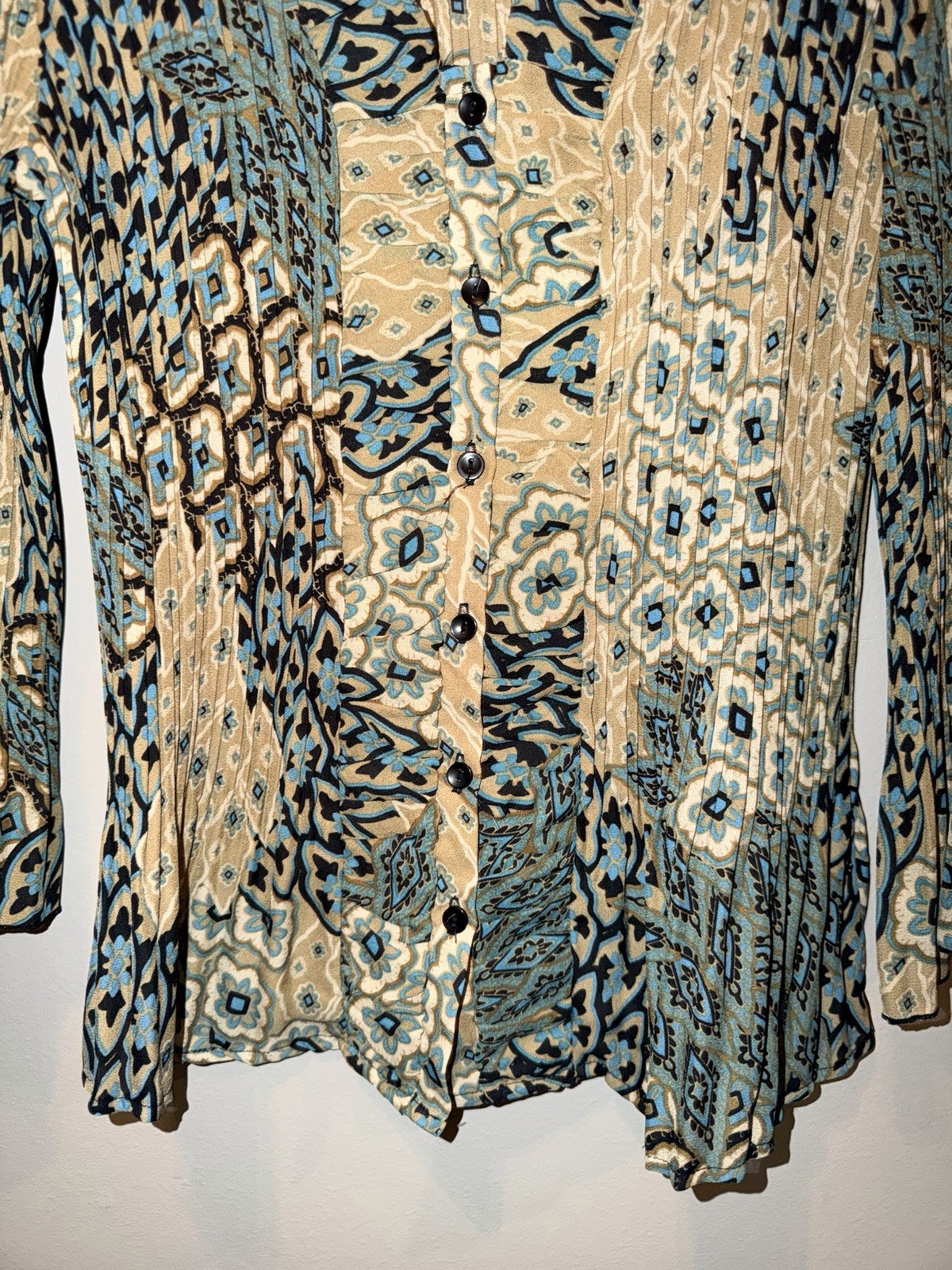 Signature by Larry Levine Women’s M Floral Chiffon Collared Button-Front Blouse