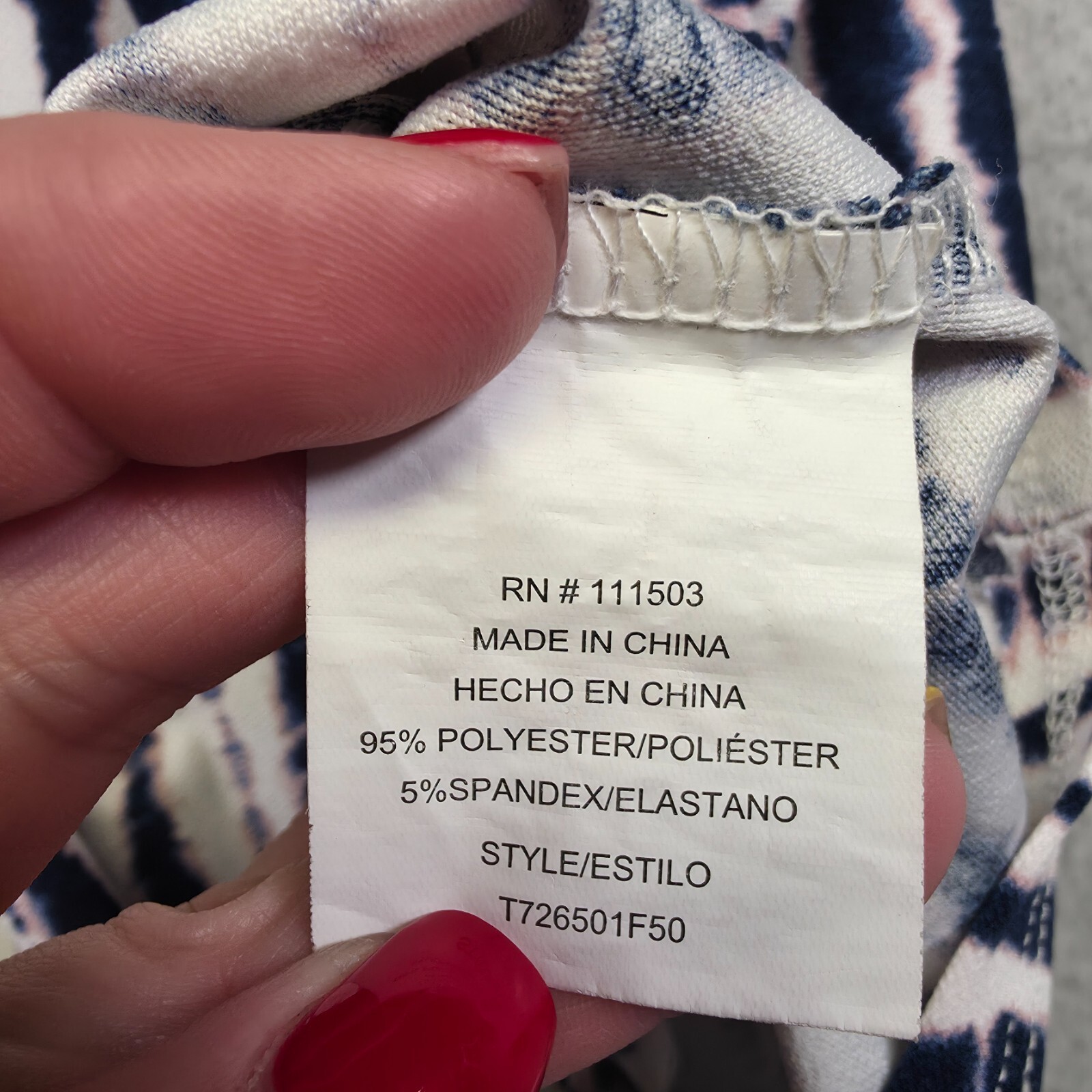 Luxology Top Womens L Blue White Cold Shoulder Ruffle Tie Hem Tie Dye Stretch