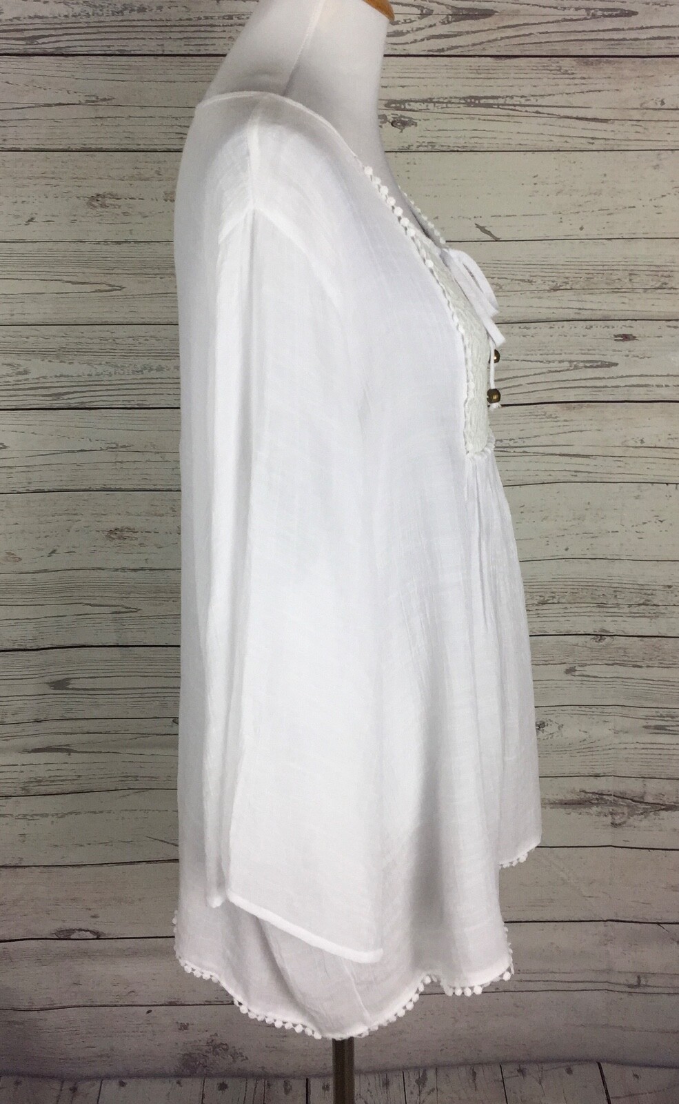 Carolyn Taylor Woman White Bell Sleeve Lace Tunic Peasant Top Plus Size 1X