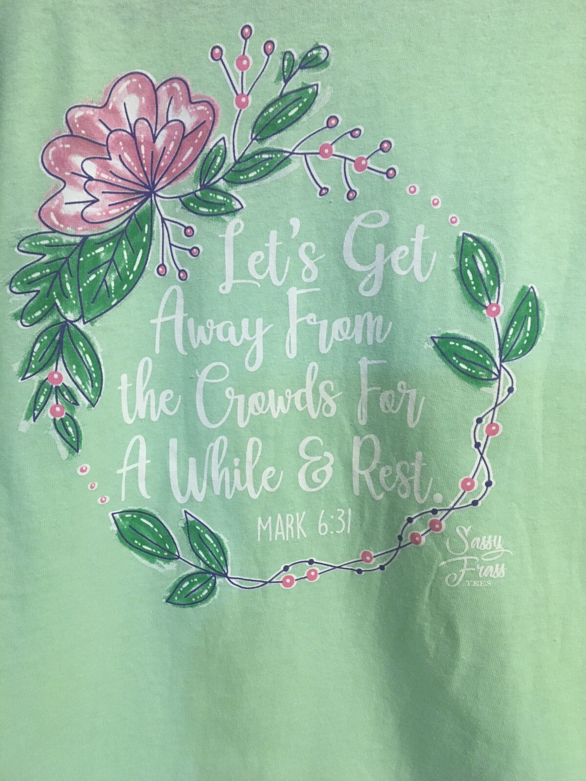 Women’s Sassy Frass Mint Green Graphic T-Shirt Medium Southern Tee NWOT