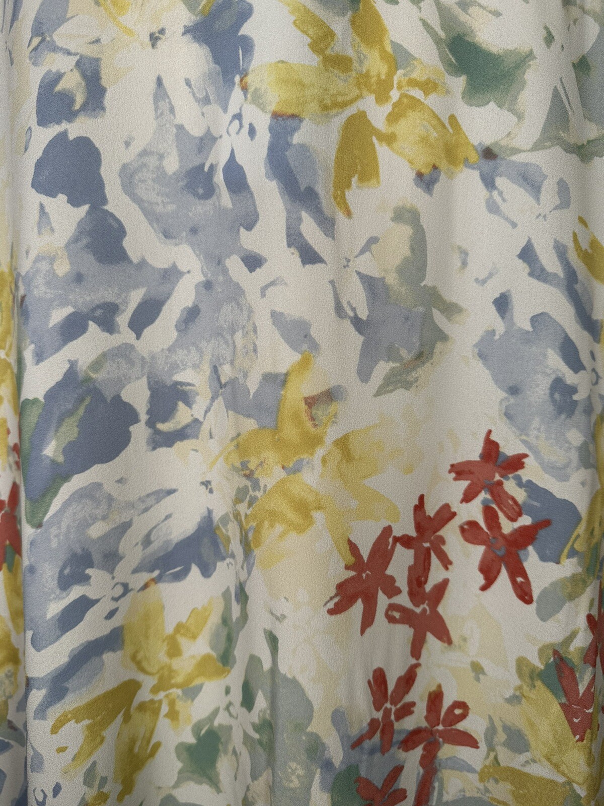 Investments Woman Blouse Shirt Top Tunic 3X Button Roll Tab Watercolor Tie Front