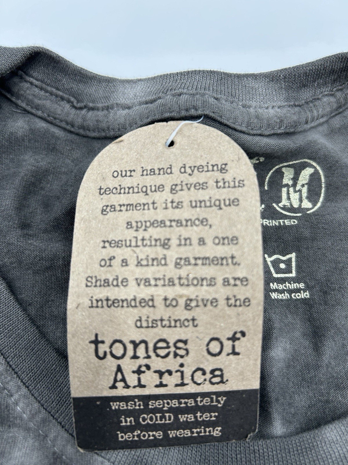 Tones of Africa Women’s Gray Tie-Dye Zebra Graphic Scoop Neck Tee 100% Cotton M