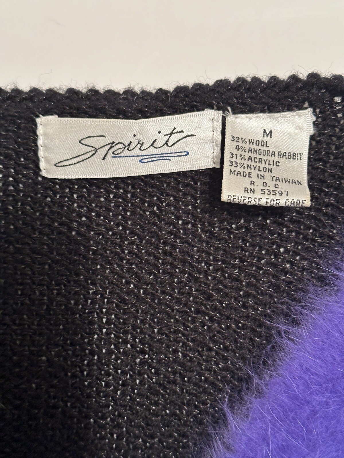 SPIRIT Wool Acrylic & Angora Sparkling Holiday Party Sweater Medium Purple Black