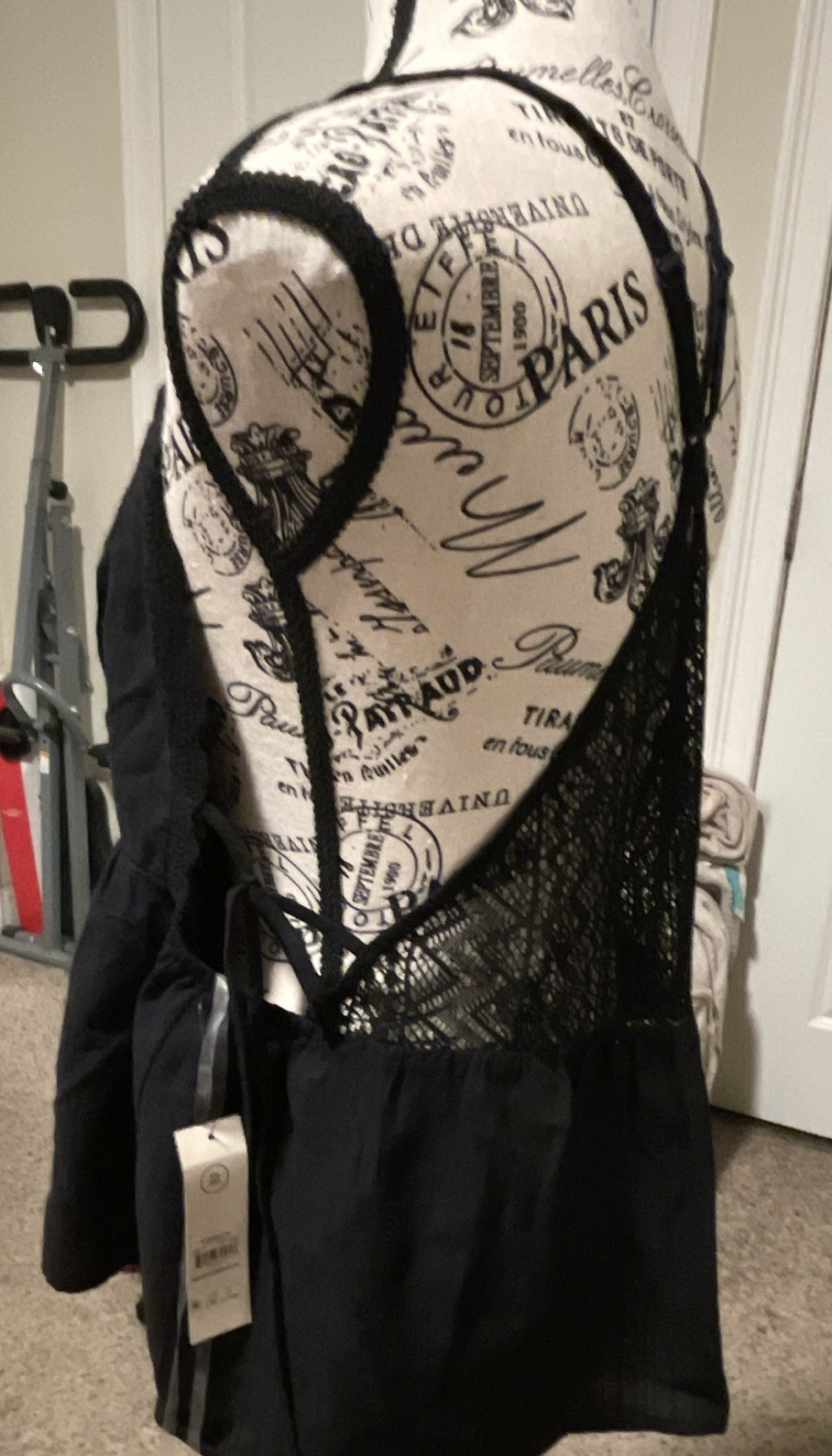 No Boundaries Black Solid Lace Trim V-Neck Spaghetti Strap Cami Tank XXL