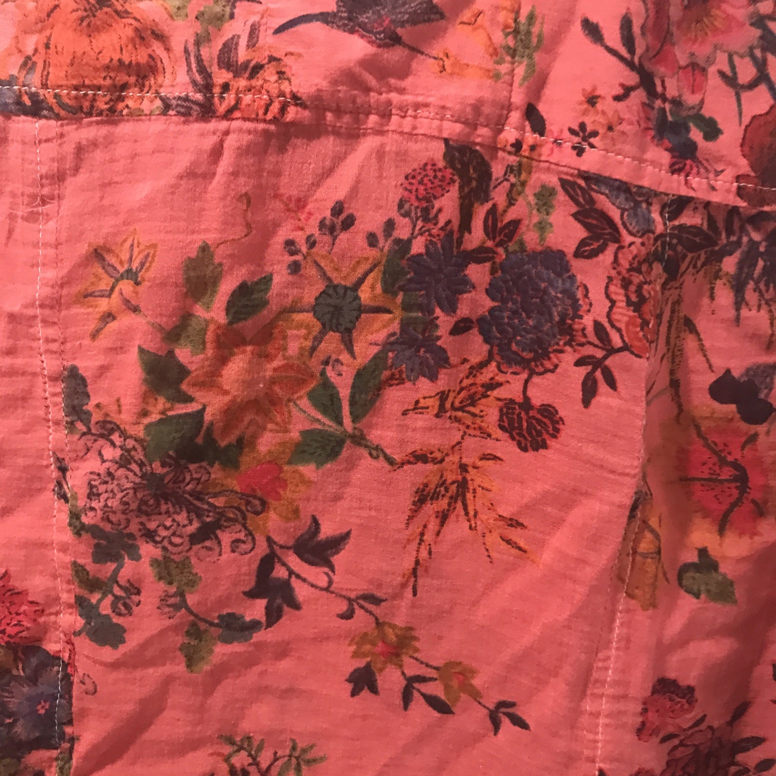 Jak Women Shirt Red Floral M Long Sleeve Made In USA 100% Cotton