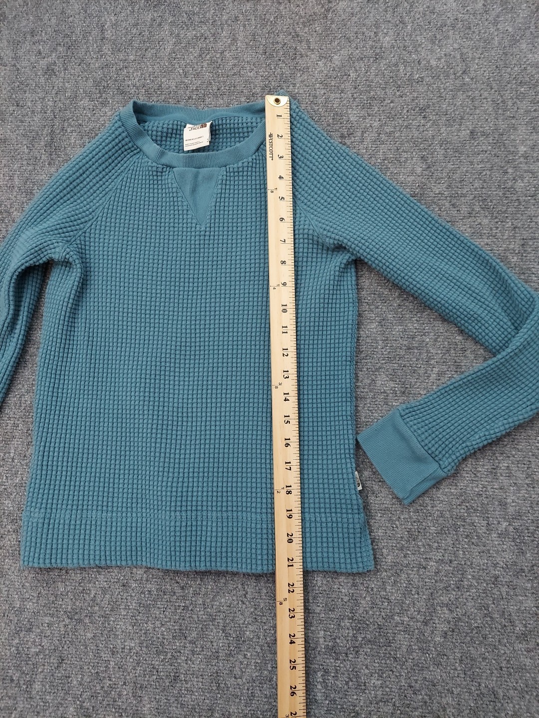 the North Face Waffle Knit Shirt Womens Small Aqua Blue Pullover Thermal Y2K