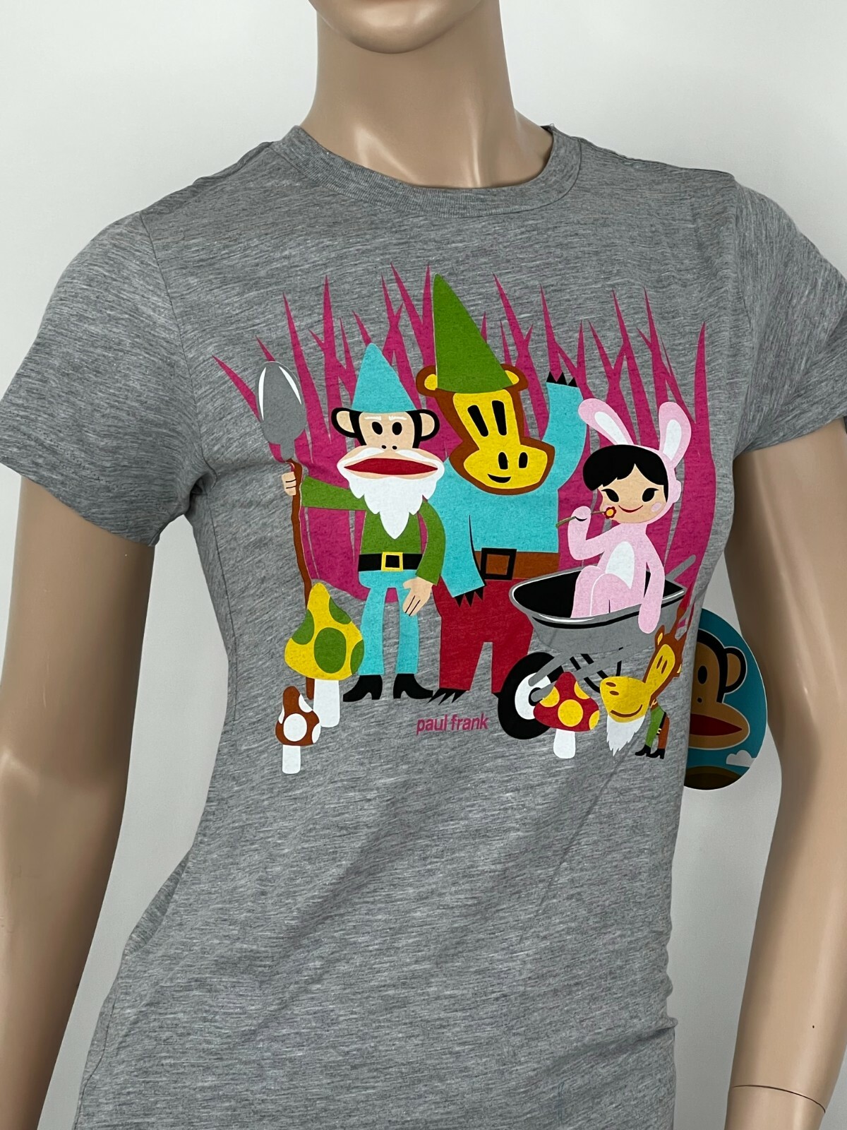 PAUL FRANK T Shirt Julius & Friends Cotton Crewneck Heather Gray NWT