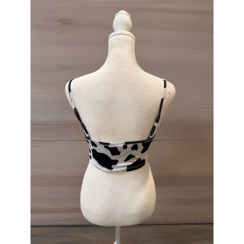 SHEIN Women’s M Black Cow Print Bandana Crop Tank Top