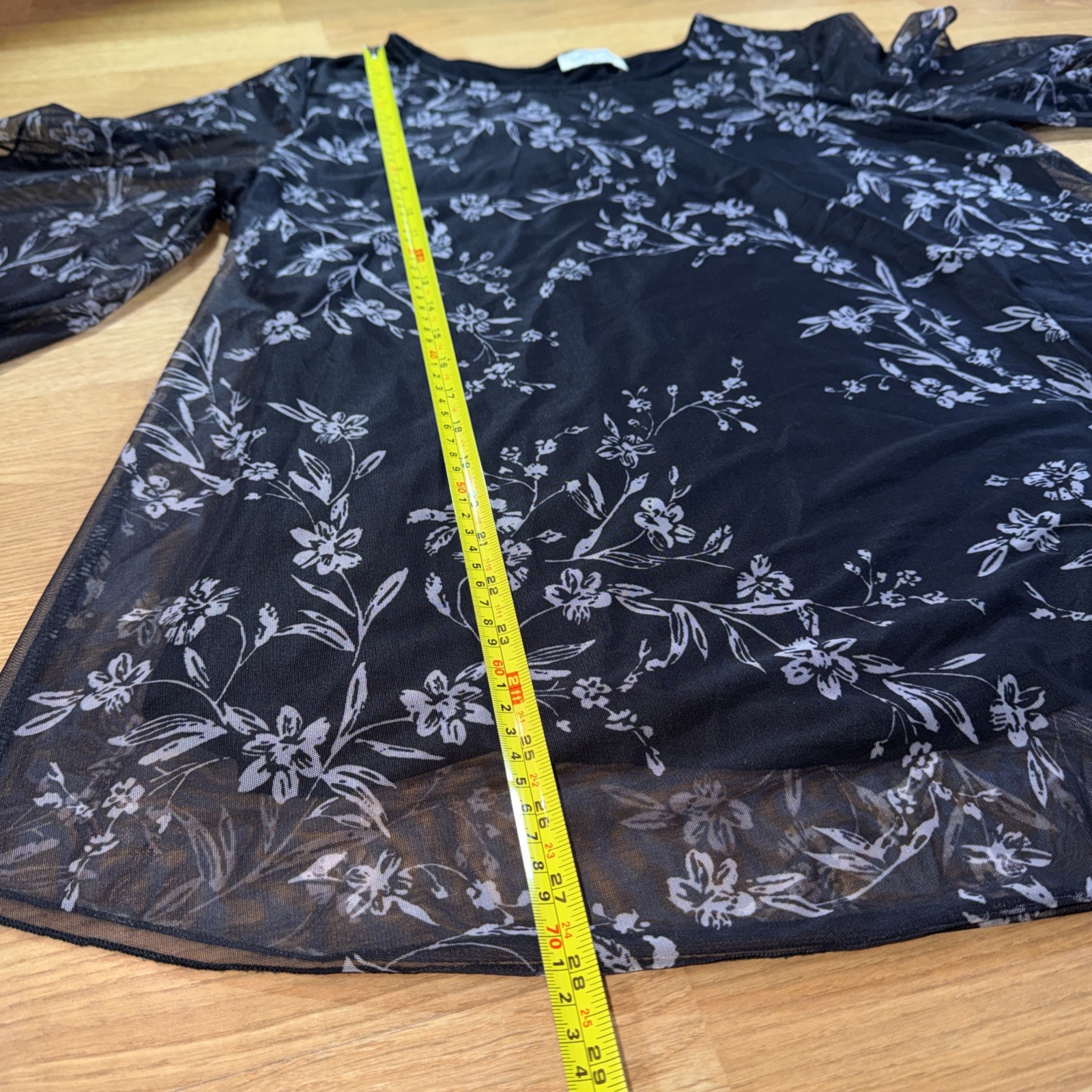 Women’s Sz XL Blouse Lagenlook Floral Sheer Overlay Flowy Lightweight