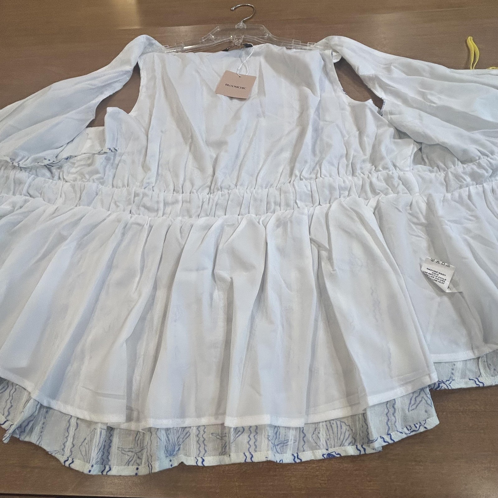 Bloomchic Tunic Shirt Womens 18-20 White Seashell Starfish Tie Waist Lined
