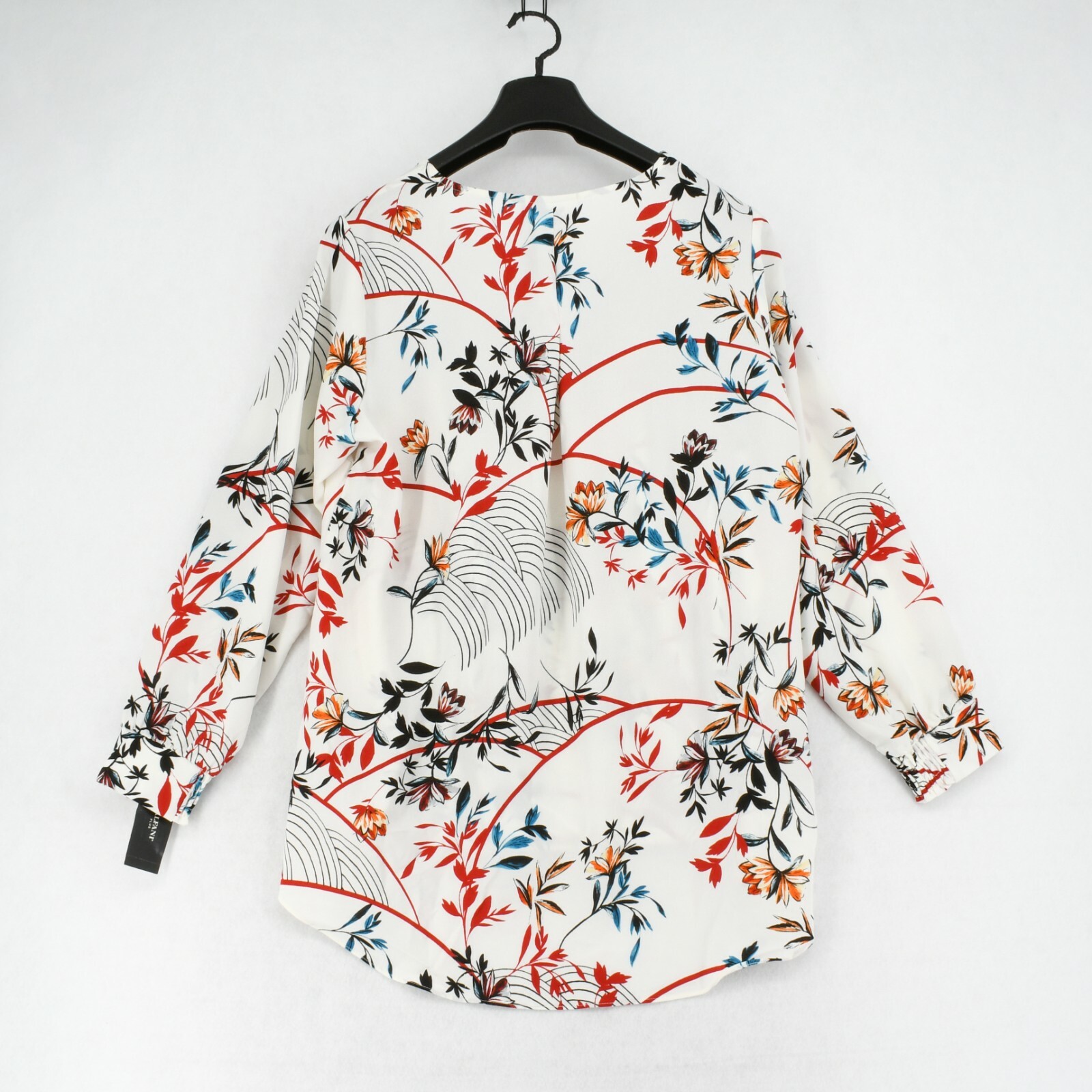 Alfani Womens Plus White Floral High-Low Draped Surplice V-Neck Long Sleeve Top