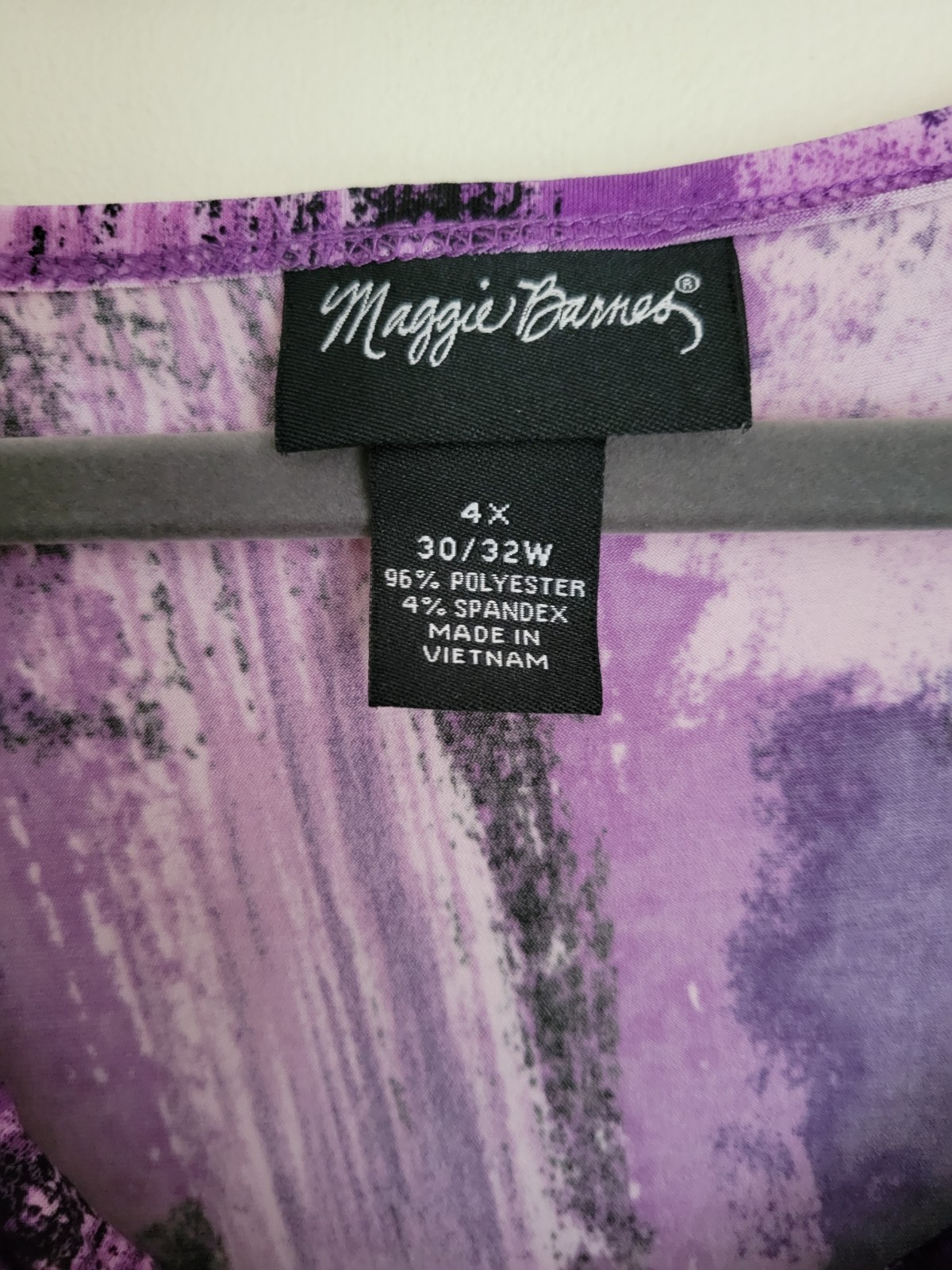 Maggie Barnes Plus Size 4X -30/32 Blouse Women’s 3/4 Sleeve Purple Stretch Top