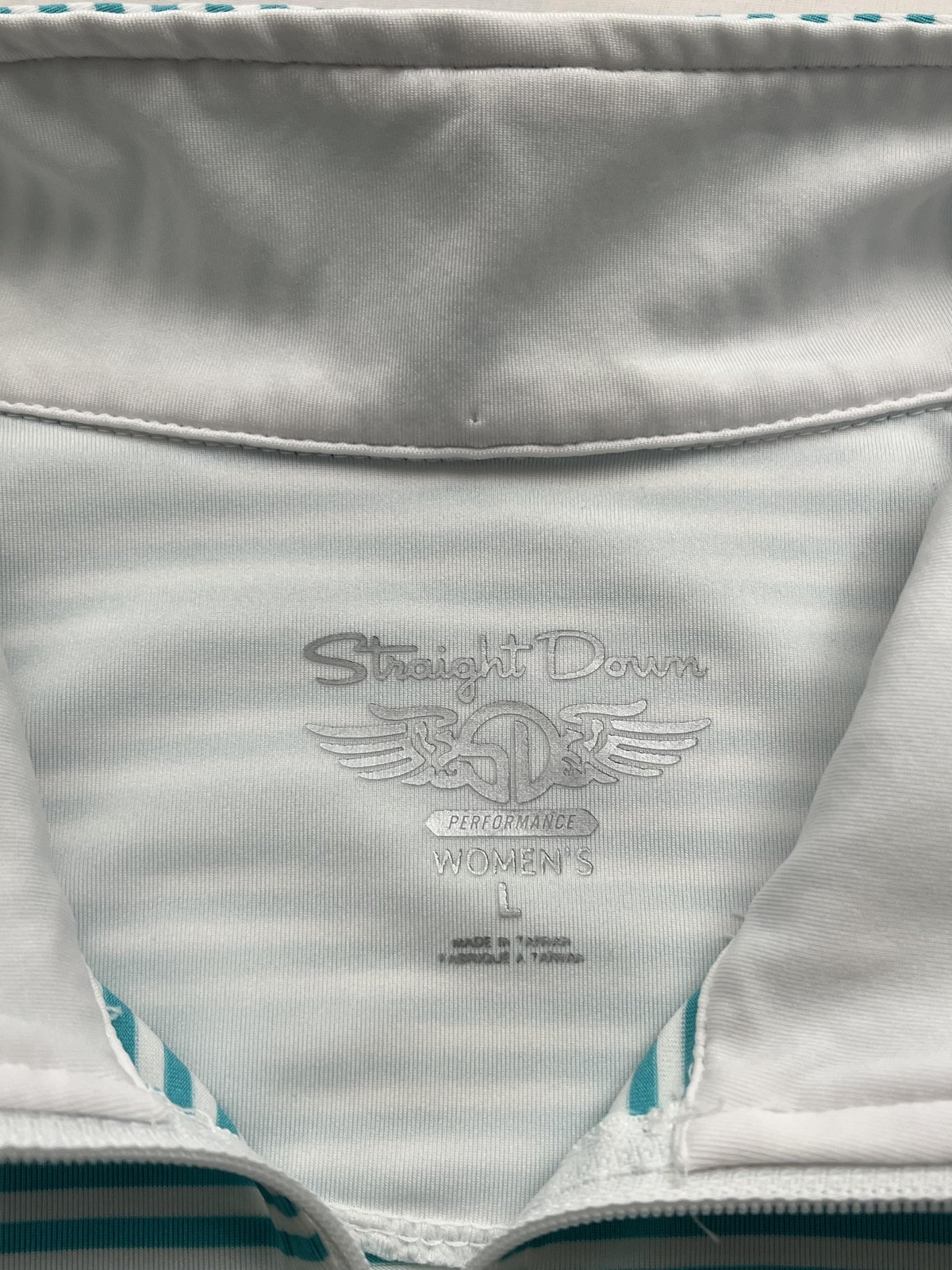 Straight Down Pullover Womens Large 1/4 Zip Striped Performance Crystal Downs