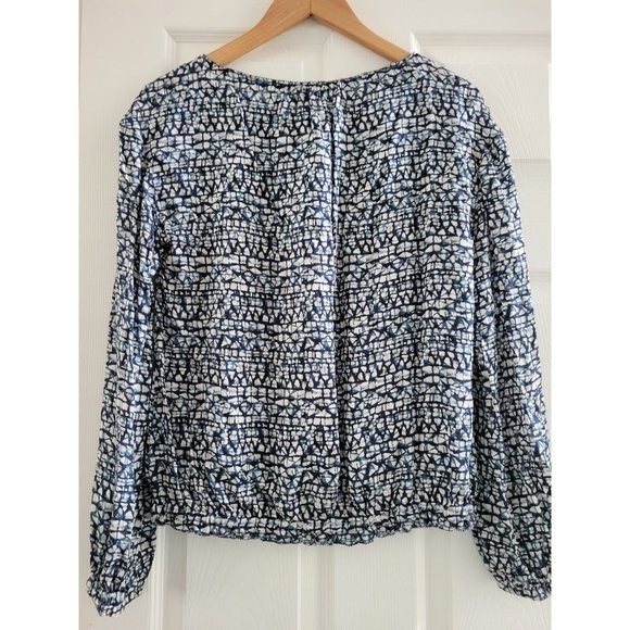 Tory Burch Blue Silk Long Sleeve blouse top Size 6 Designer old money