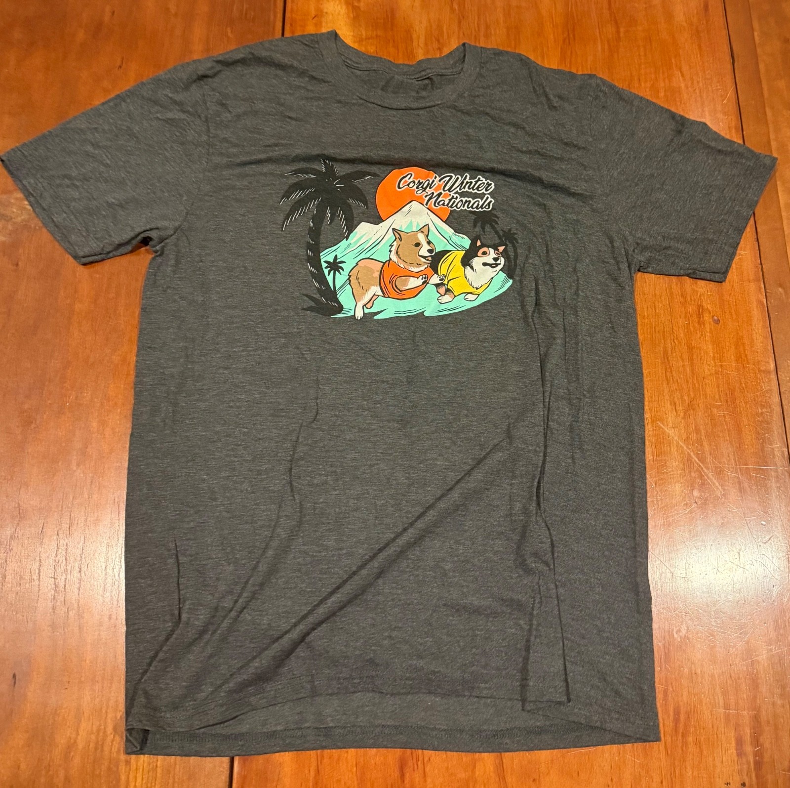 Corgi Winter Nationals Adult Large Dark Heather Gray Graphic Tee