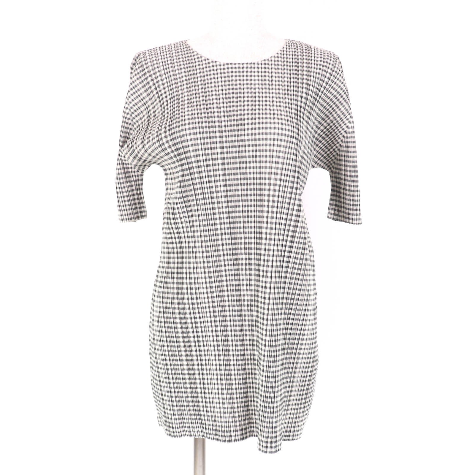 Issey Miyake PLEATS PLEASE Gingham Check Pattern Polyester One Piece – DUTY FREE