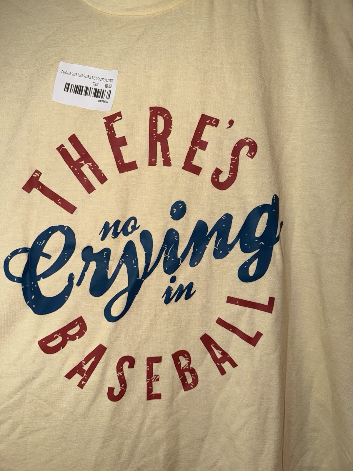 NEW! There’s No Crying in Baseball Graphic Print Short Sleeve Tee – 2XL