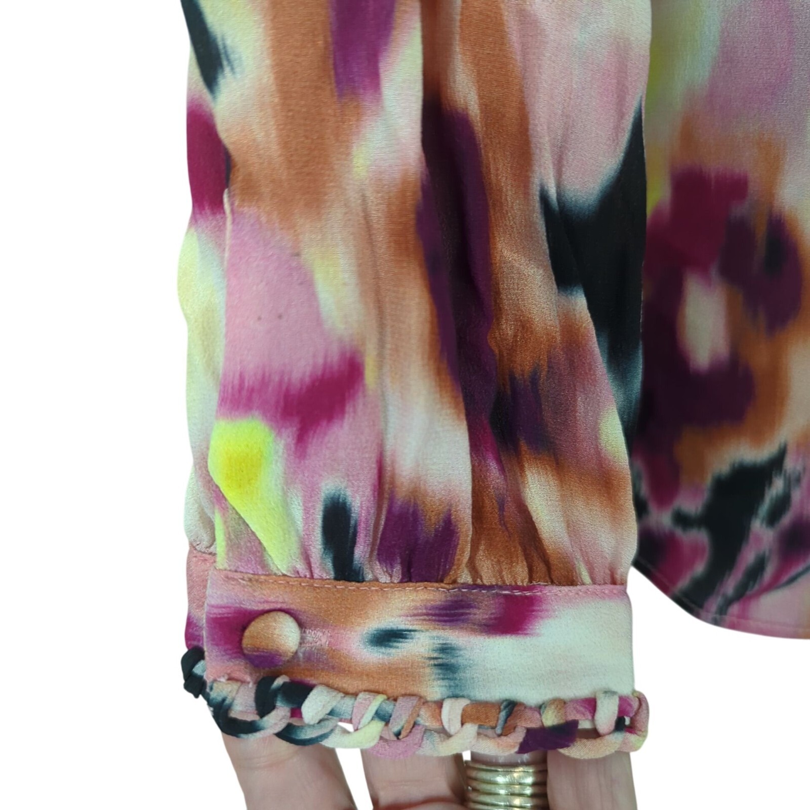 Kobi Halperin Mabel abstract Floral art career soft elegant silk blouse size S
