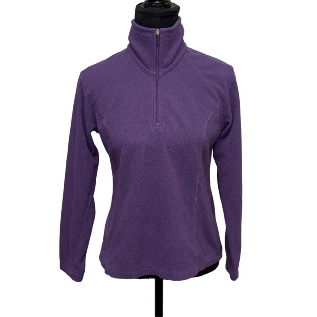 Lands’ End Thermacheck Women’s S Purple 1/4 Zip Fleece Pullover Mock Neck Jacket
