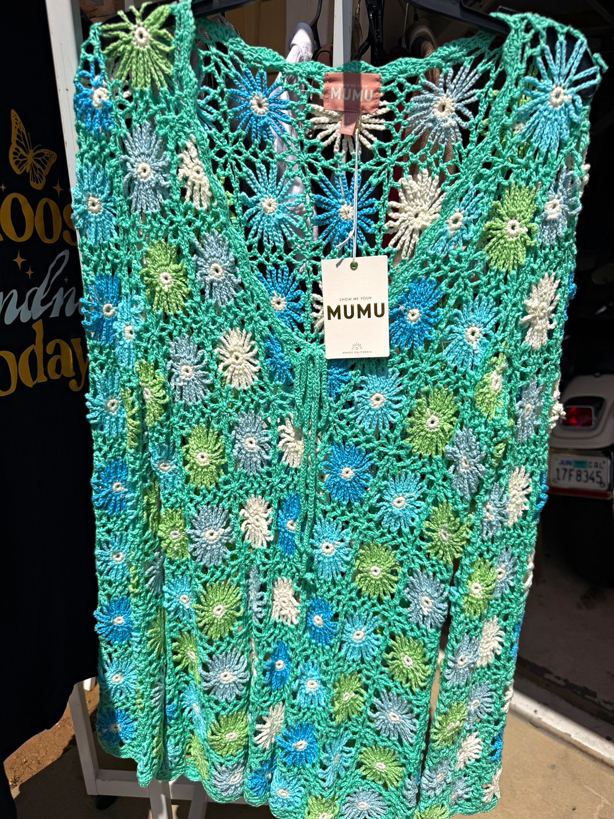 Show Me Your Mumu Women’s L Crochet Floral Sleeveless Cotton Pullover Top