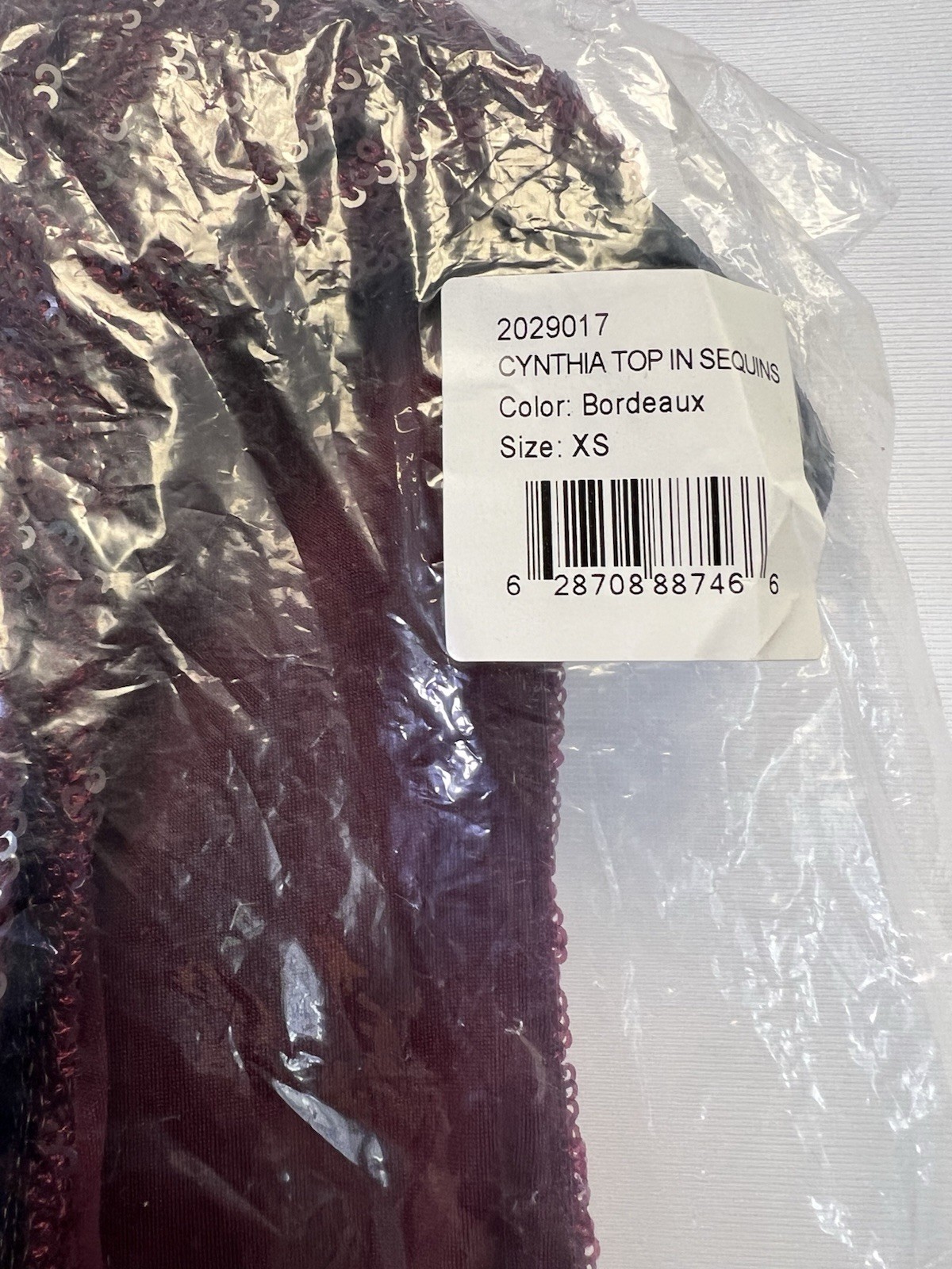Halston Heritage Cynthia Sequined Top NWT Retail $375 Bordeaux Size XS