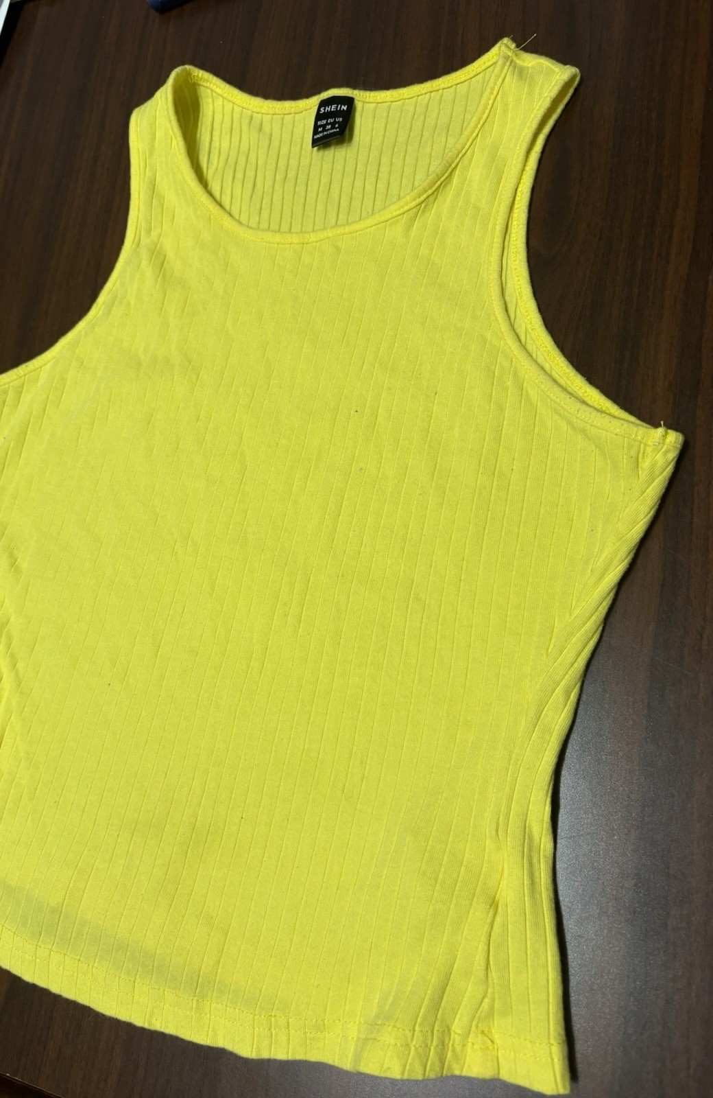 SHEIN Lot of 2 Ribbed Knit Scoop Neck Tank Tops Pink Yellow Womens M