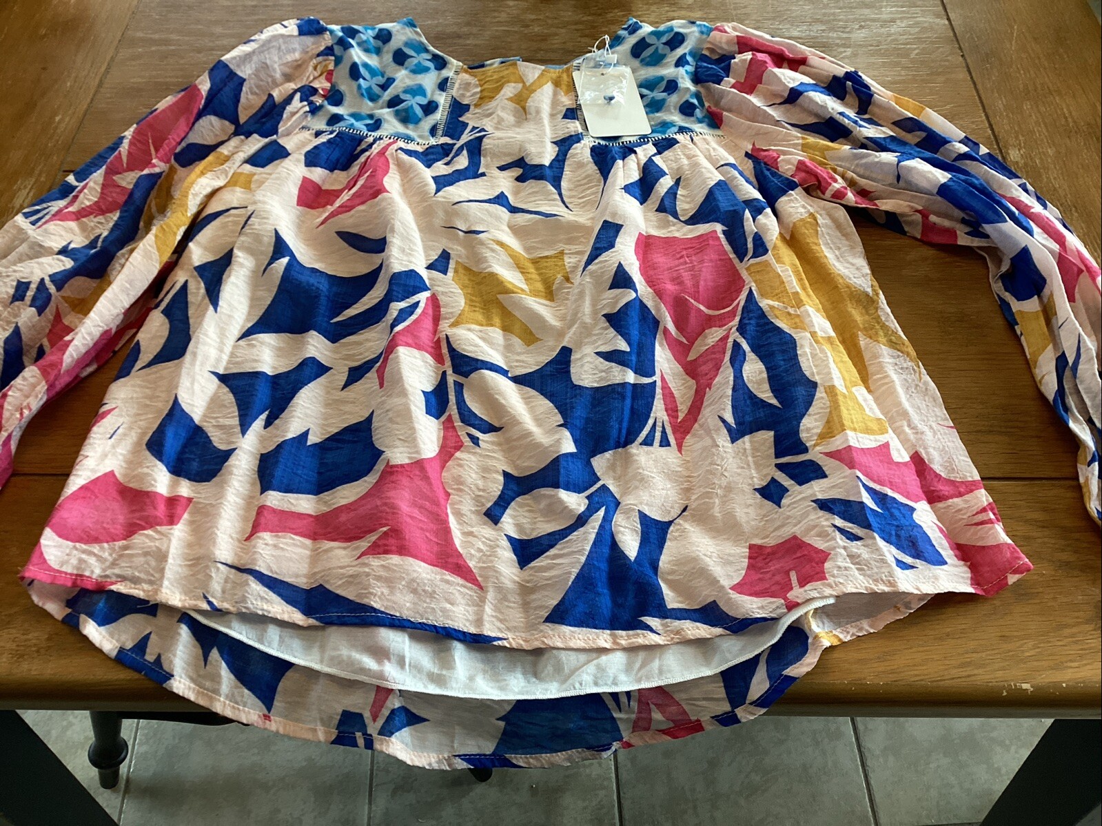 Fate Viscose Blend Lined Floral Print Long Balloon Sleeve Blouse Size S NWT