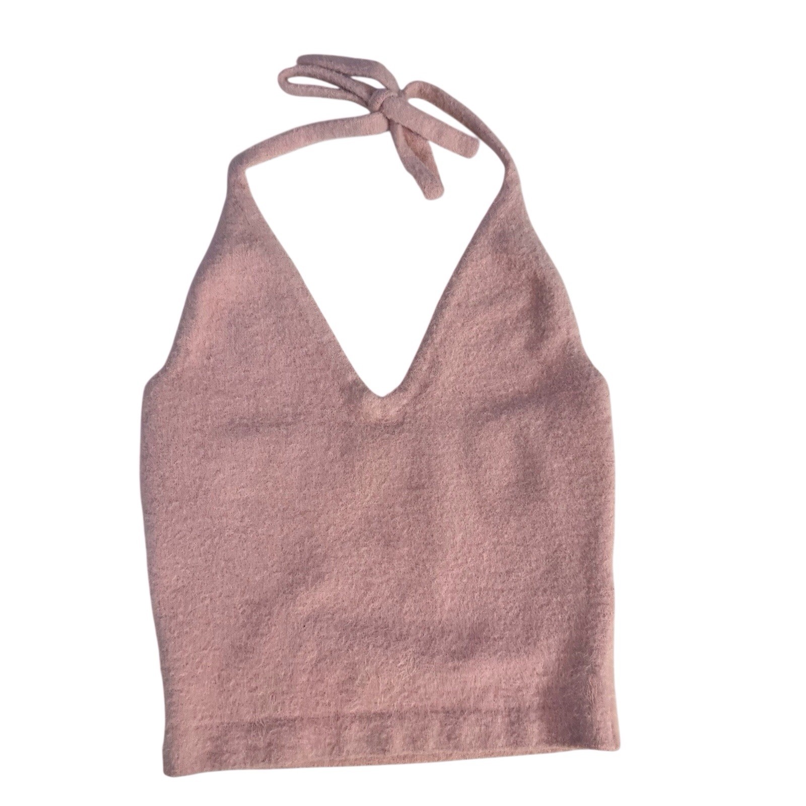 Gymshark x Whitney Simmons Medium Pink Eyelash Fuzzy Halter Top Lounge Casual