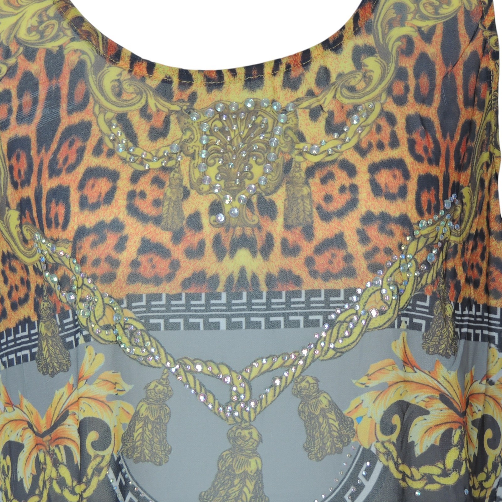 Pretty Angel Sheer BOHO Sleeveless Rhinestone Tank Tunic Top X-Large