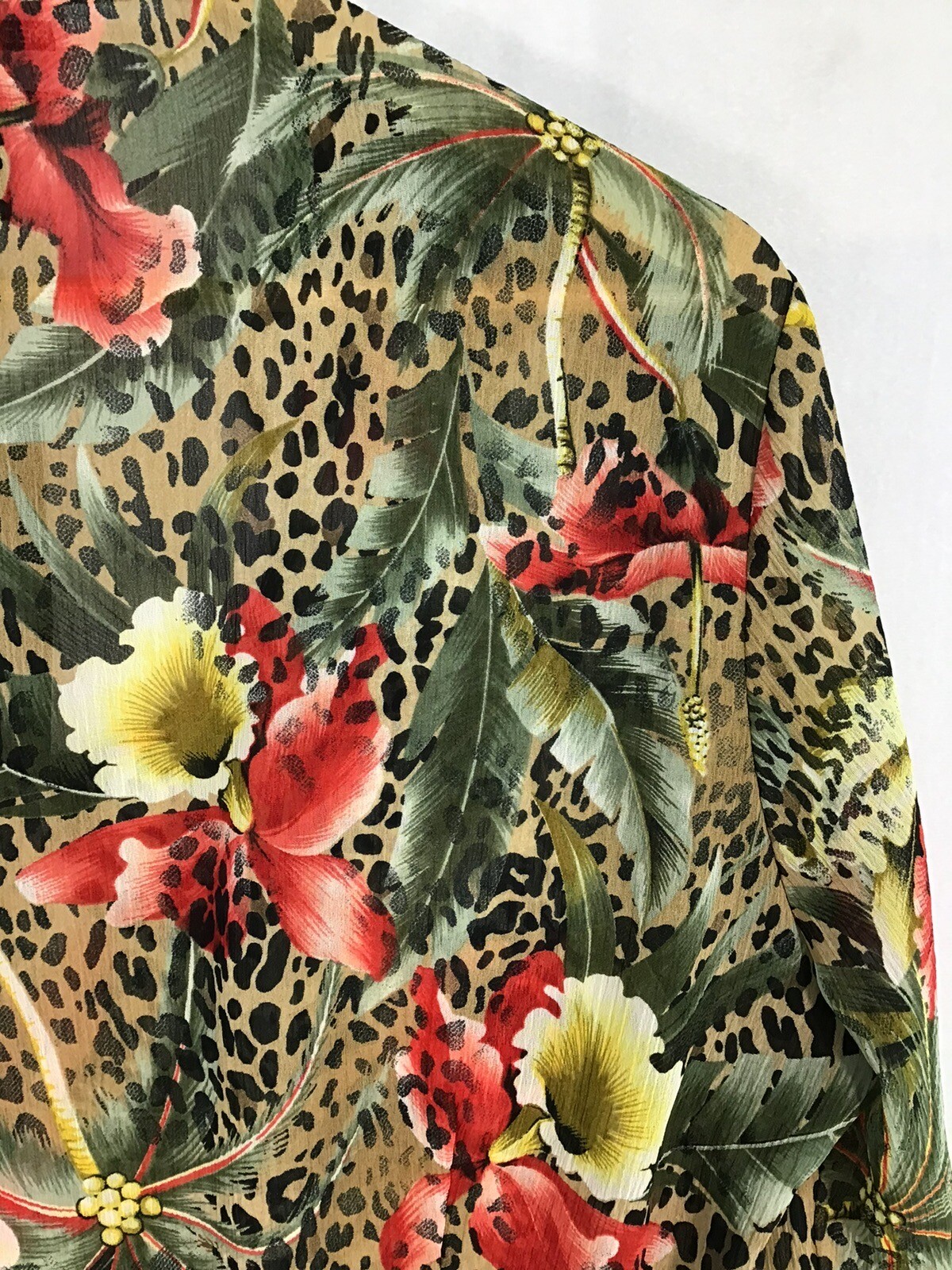 Requirements NEW Women’s Blouse Top XL Double Layer Front Tie Boho Beachy Tropic