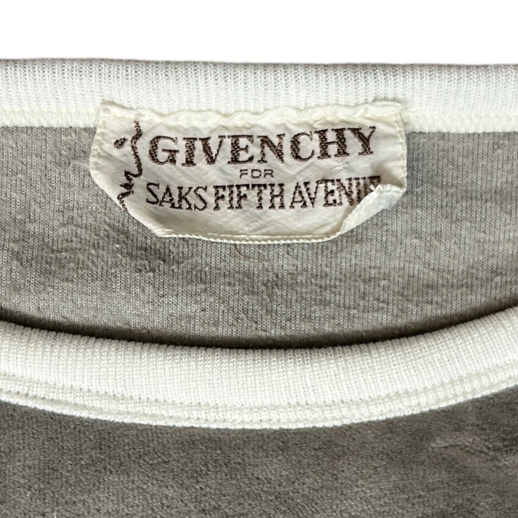 GIVENCHY Saks Fifth Ave Vintage Velour Stripe Pullover Sweatshirt Womens L